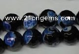 CAG2278 15.5 inches 20mm faceted round fire crackle agate beads