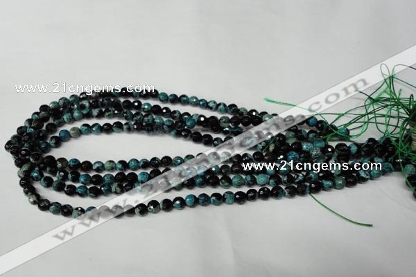 CAG2281 15.5 inches 6mm faceted round fire crackle agate beads