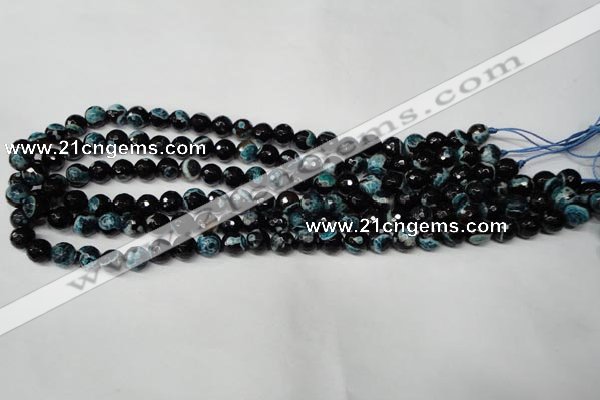 CAG2282 15.5 inches 8mm faceted round fire crackle agate beads