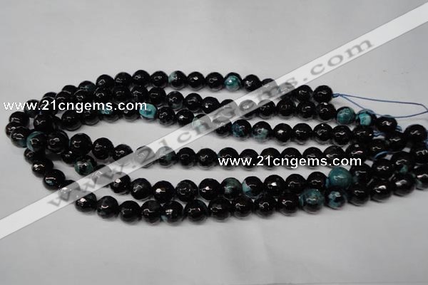 CAG2284 15.5 inches 12mm faceted round fire crackle agate beads