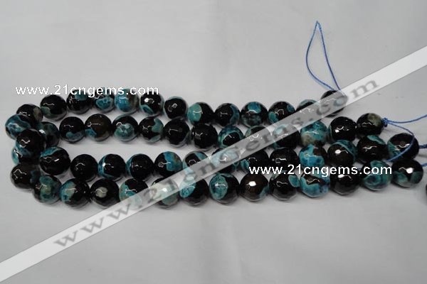 CAG2285 15.5 inches 14mm faceted round fire crackle agate beads