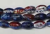 CAG2290 15.5 inches 8*12mm faceted rice fire crackle agate beads