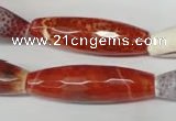 CAG2293 15.5 inches 12*40mm faceted rice fire crackle agate beads