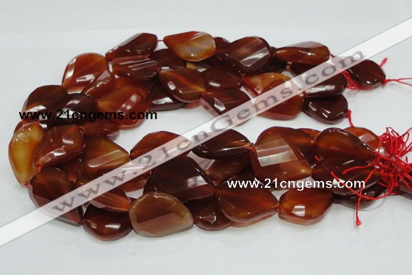 CAG230 15.5 inches 22*30mm faceted twisted teardrop red agate beads