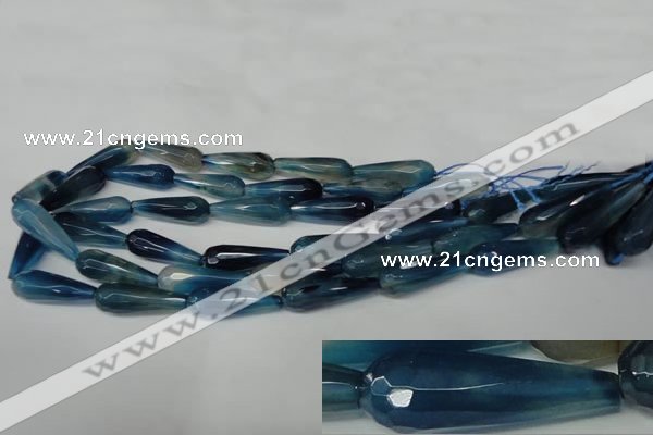 CAG2306 15.5 inches 10*30mm faceted teardrop agate gemstone beads