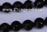 CAG2316 15.5 inches 12mm faceted round black line agate beads