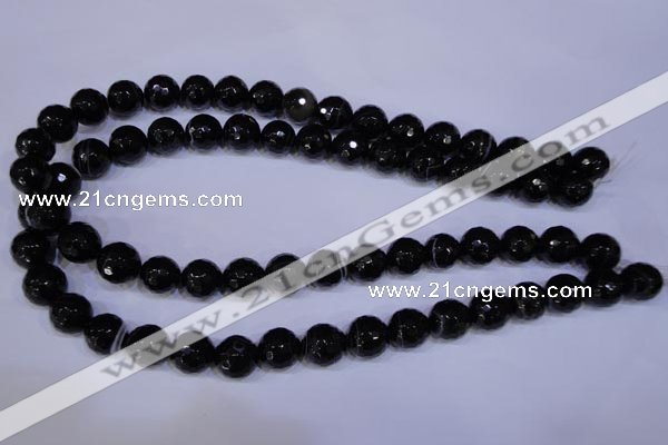 CAG2316 15.5 inches 12mm faceted round black line agate beads