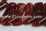 CAG233 15.5 inches 15*46mm horn-shaped red agate gemstone beads