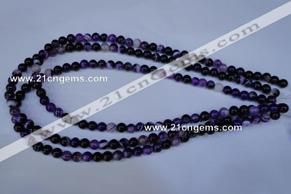 CAG2331 15.5 inches 6mm round violet line agate beads wholesale