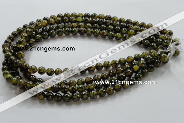 CAG234 15.5 inches 8mm round dragon veins agate gemstone beads