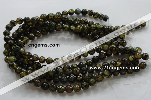 CAG235 15.5 inches 10mm round dragon veins agate gemstone beads