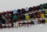 CAG2350 15.5 inches 4mm faceted round multi colored agate beads