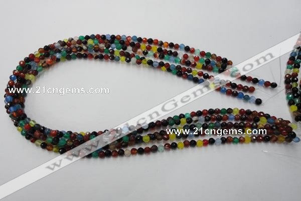 CAG2350 15.5 inches 4mm faceted round multi colored agate beads