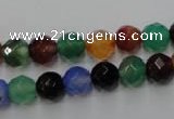 CAG2352 15.5 inches 8mm faceted round multi colored agate beads