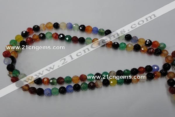 CAG2352 15.5 inches 8mm faceted round multi colored agate beads