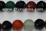 CAG2354 15.5 inches 12mm faceted round multi colored agate beads