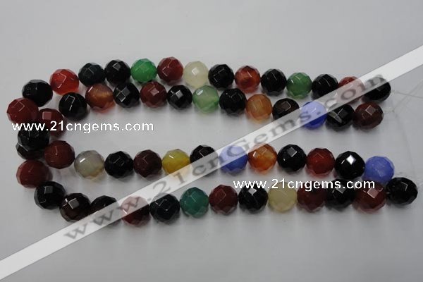 CAG2355 15.5 inches 14mm faceted round multi colored agate beads