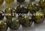 CAG237 15.5 inches 14mm round dragon veins agate gemstone beads