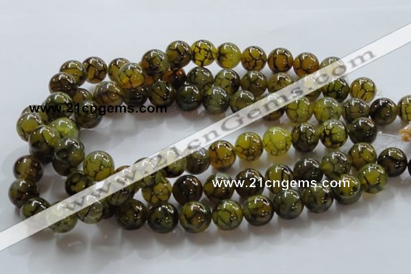 CAG237 15.5 inches 14mm round dragon veins agate gemstone beads