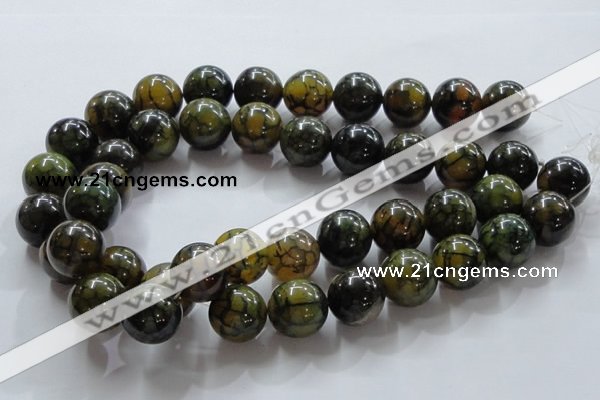 CAG238 15.5 inches 18mm round dragon veins agate gemstone beads