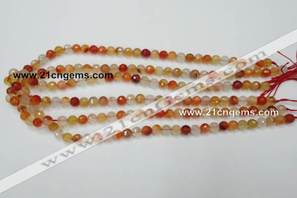 CAG2381 15.5 inches 6mm faceted round red agate beads wholesale