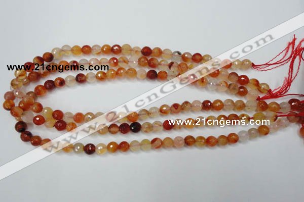 CAG2382 15.5 inches 8mm faceted round red agate beads wholesale