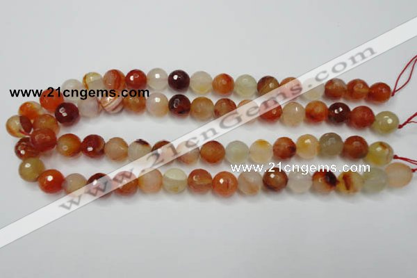 CAG2383 15.5 inches 10mm faceted round red agate beads wholesale