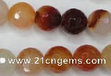 CAG2385 15.5 inches 14mm faceted round red agate beads wholesale