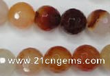 CAG2385 15.5 inches 14mm faceted round red agate beads wholesale