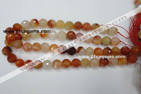 CAG2385 15.5 inches 14mm faceted round red agate beads wholesale