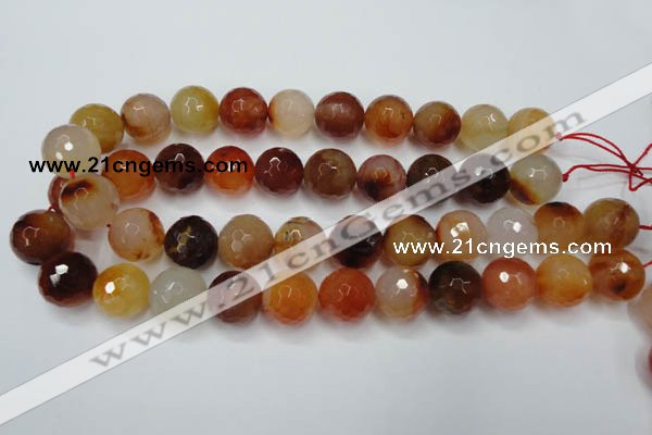 CAG2386 15.5 inches 16mm faceted round red agate beads wholesale