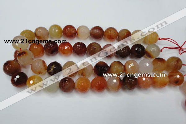 CAG2387 15.5 inches 18mm faceted round red agate beads wholesale