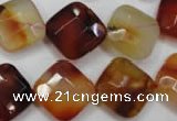 CAG2402 15.5 inches 16*16mm faceted diamond red agate beads wholesale