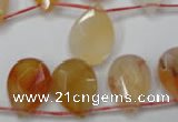 CAG2408 Top-drilled 13*18mm faceted flat teardrop red agate beads