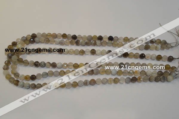 CAG2421 15.5 inches 6mm faceted round Chinese botswana agate beads