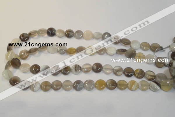 CAG2435 15.5 inches 12mm flat round Chinese botswana agate beads