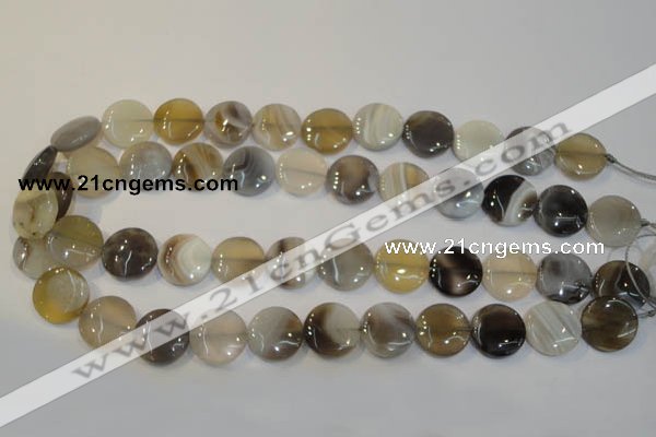 CAG2437 15.5 inches 16mm flat round Chinese botswana agate beads