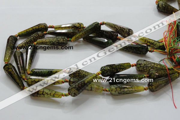 CAG246 15.5 inches 13*40mm faceted teardrop dragon veins agate beads