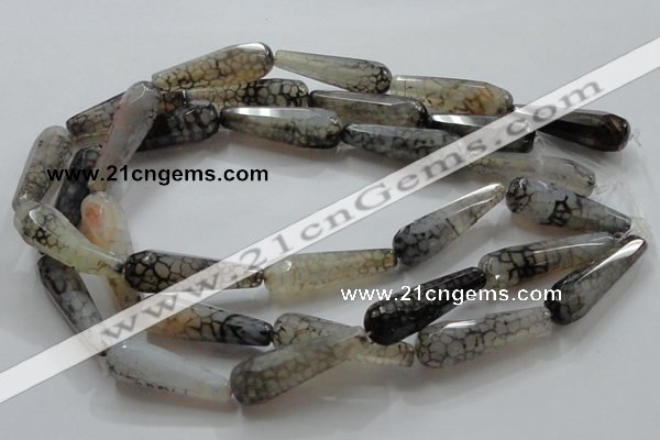 CAG248 15.5 inches 12*40mm faceted teardrop dragon veins agate beads
