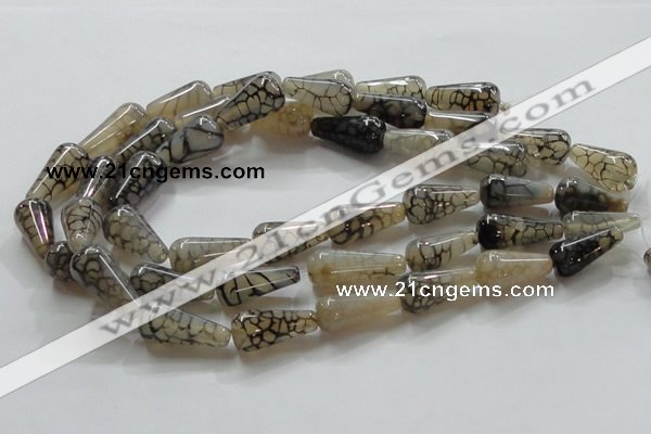 CAG254 15.5 inches 13*26mm teardrop dragon veins agate beads