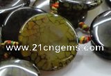 CAG256 15.5 inches 35mm coin dragon veins agate gemstone beads