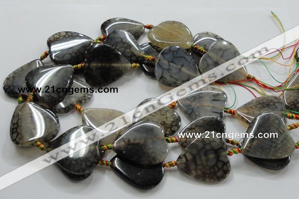 CAG257 15.5 inches 35*35mm heart dragon veins agate gemstone beads