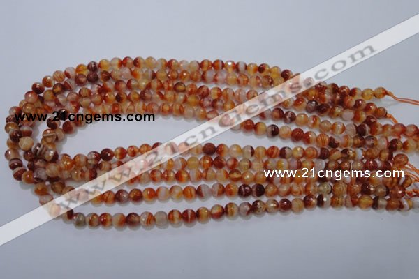 CAG2701 15.5 inches 6mm faceted round red line agate beads