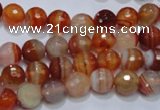 CAG2702 15.5 inches 8mm faceted round red line agate beads