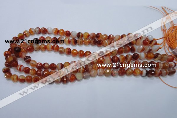 CAG2702 15.5 inches 8mm faceted round red line agate beads