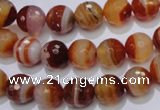 CAG2703 15.5 inches 10mm faceted round red line agate beads