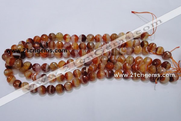 CAG2703 15.5 inches 10mm faceted round red line agate beads