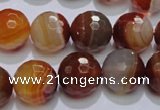 CAG2705 15.5 inches 14mm faceted round red line agate beads