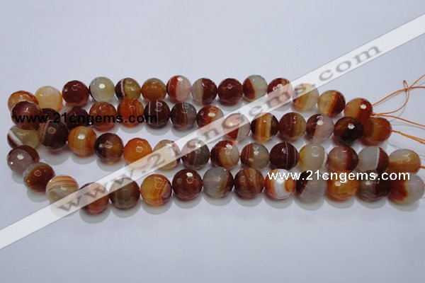 CAG2705 15.5 inches 14mm faceted round red line agate beads