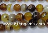 CAG2711 15.5 inches 6mm faceted round yellow line agate beads